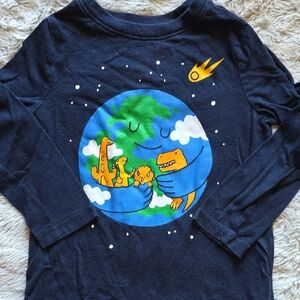 Old Navy Navy Blue Earth/Dinosaur Long Sleeve Tee